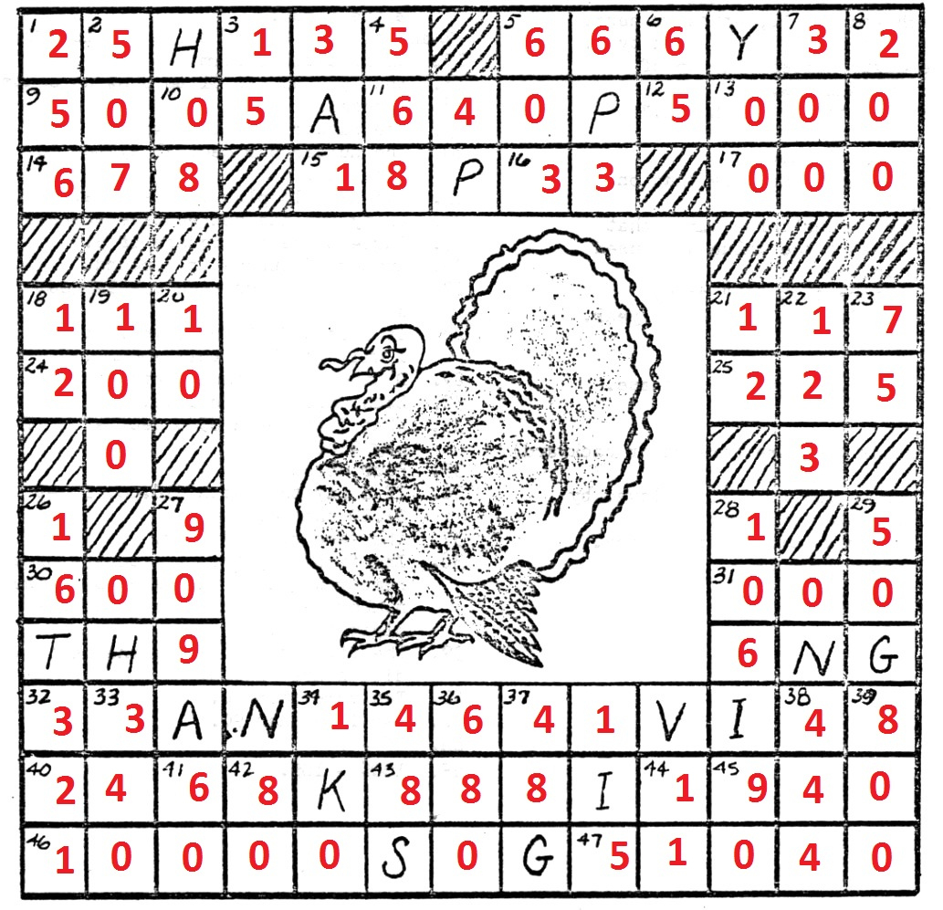 Thanksgiving Cross Number Puzzle for Thanksgiving Cross Number Puzzle Answers