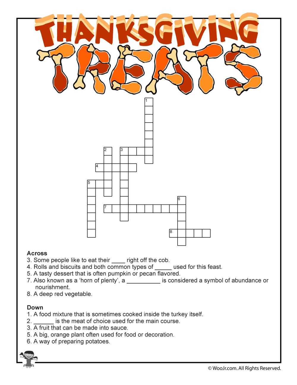 Thanksgiving Cross Word for Abcya Thanksgiving Crossword Puzzle