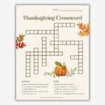 Thanksgiving Crossword Puzzle, Thanksgiving Crossword Printable Intended For Thanksgiving Day Crossword Puzzle