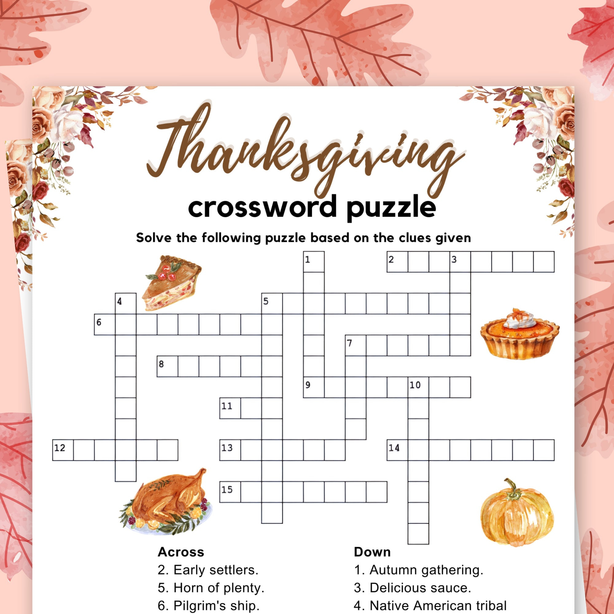 Thanksgiving Crossword Puzzle, Thanksgiving Day Crossword Answer within Thanksgiving Cross Word Puzzle