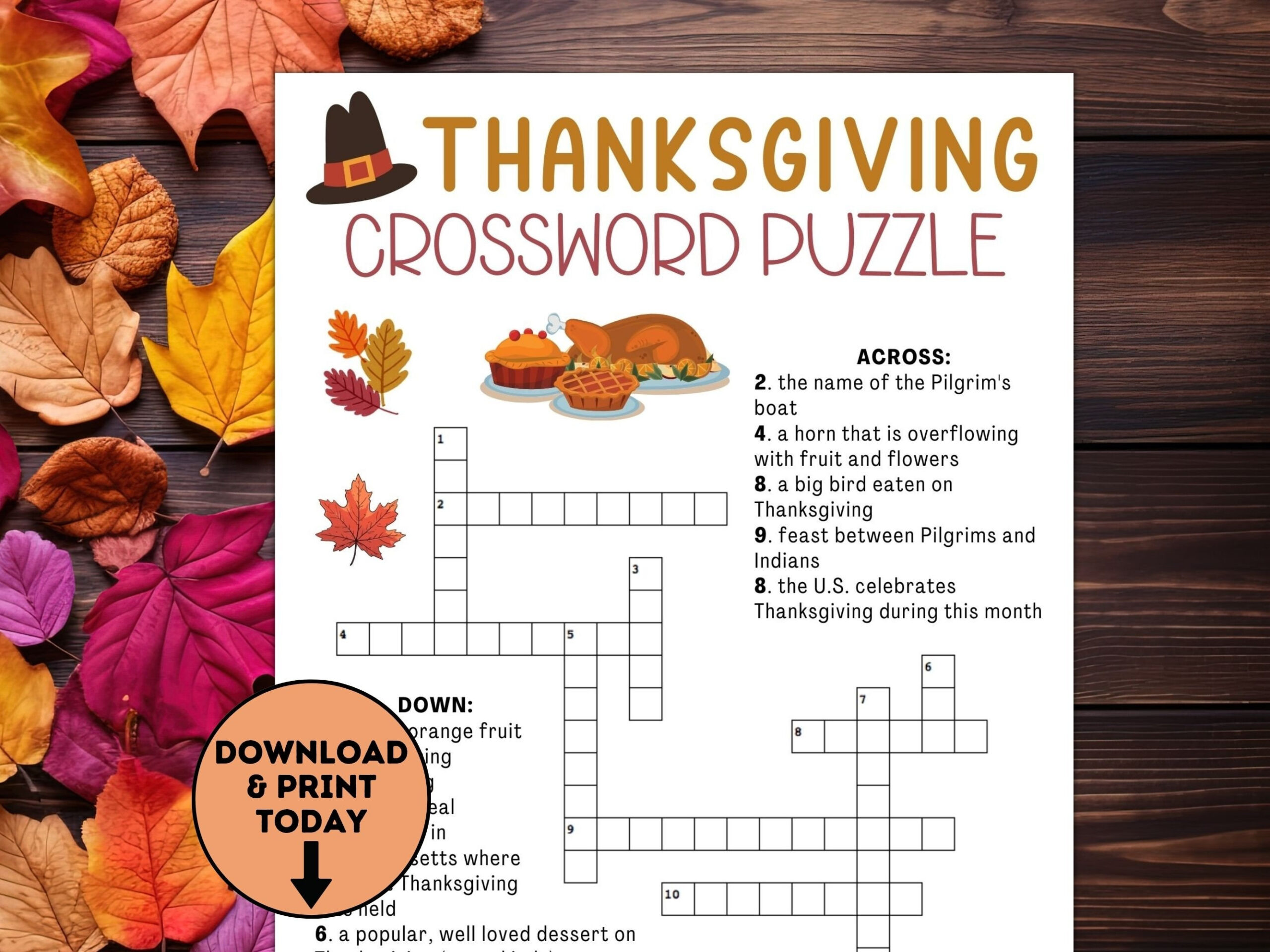 Thanksgiving Crossword Puzzle / Thanksgiving Kids Table Games intended for Thanksgiving Cross Word Puzzle