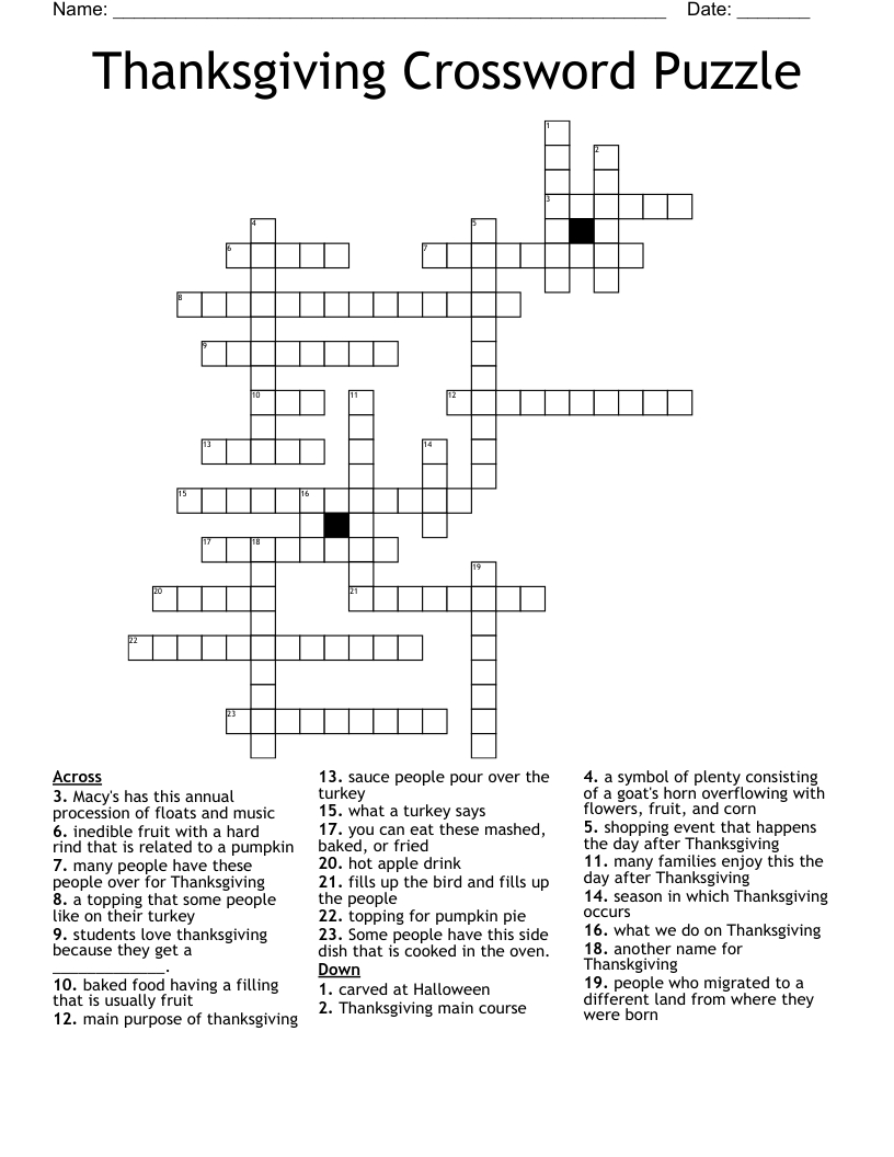 Thanksgiving Crossword Puzzle - Wordmint with Hard Thanksgiving Crossword Puzzles