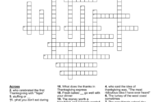 Thanksgiving Crossword - Wordmint regarding The First Thanksgiving Crossword Puzzle Answer Key