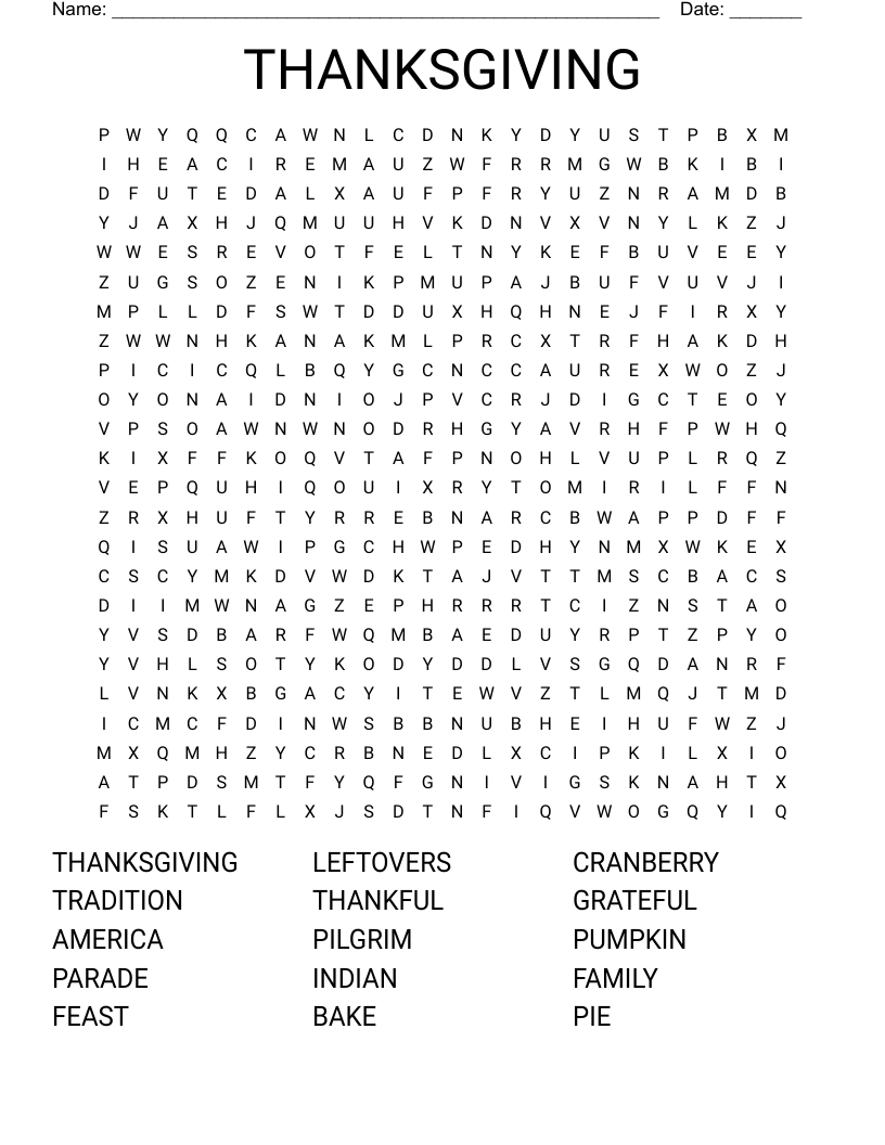 Thanksgiving Day Puzzle Crossword - Wordmint for Thanksgiving Crossword Puzzle Hard