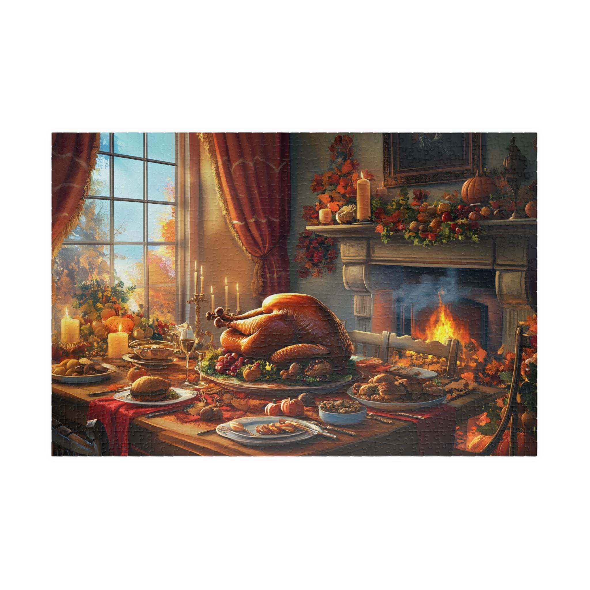 Thanksgiving Feast Jigsaw Puzzle: Cozy Fall Family Game - Etsy throughout Thanksgiving Themed Jigsaw Puzzles