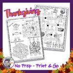 Thanksgiving Fun Activity Puzzle Worksearch Crossword Maze Worksheet Packet Intended For Thanksgiving Element Puzzle