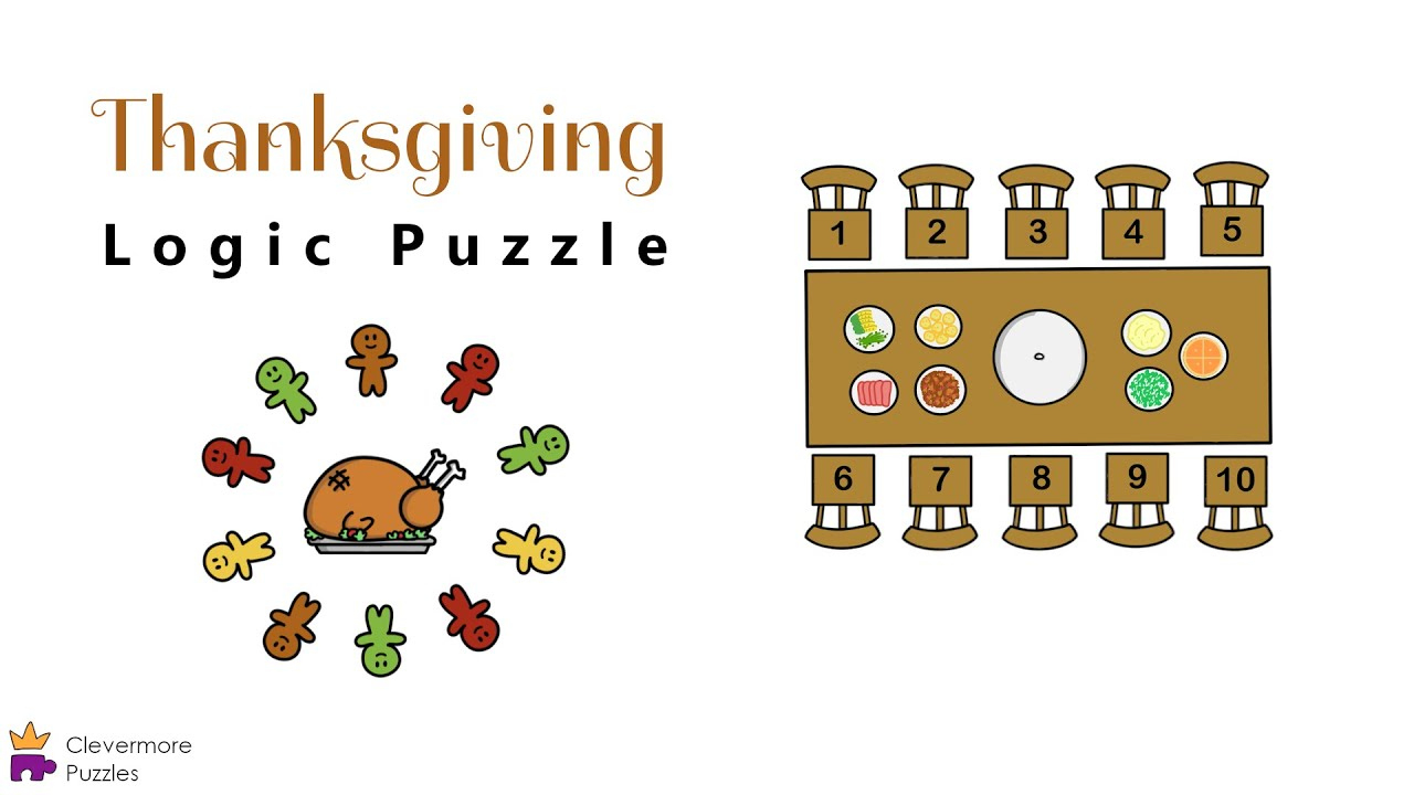 Thanksgiving Logic Puzzle intended for Thanksgiving Dinner Logic Grid Puzzle