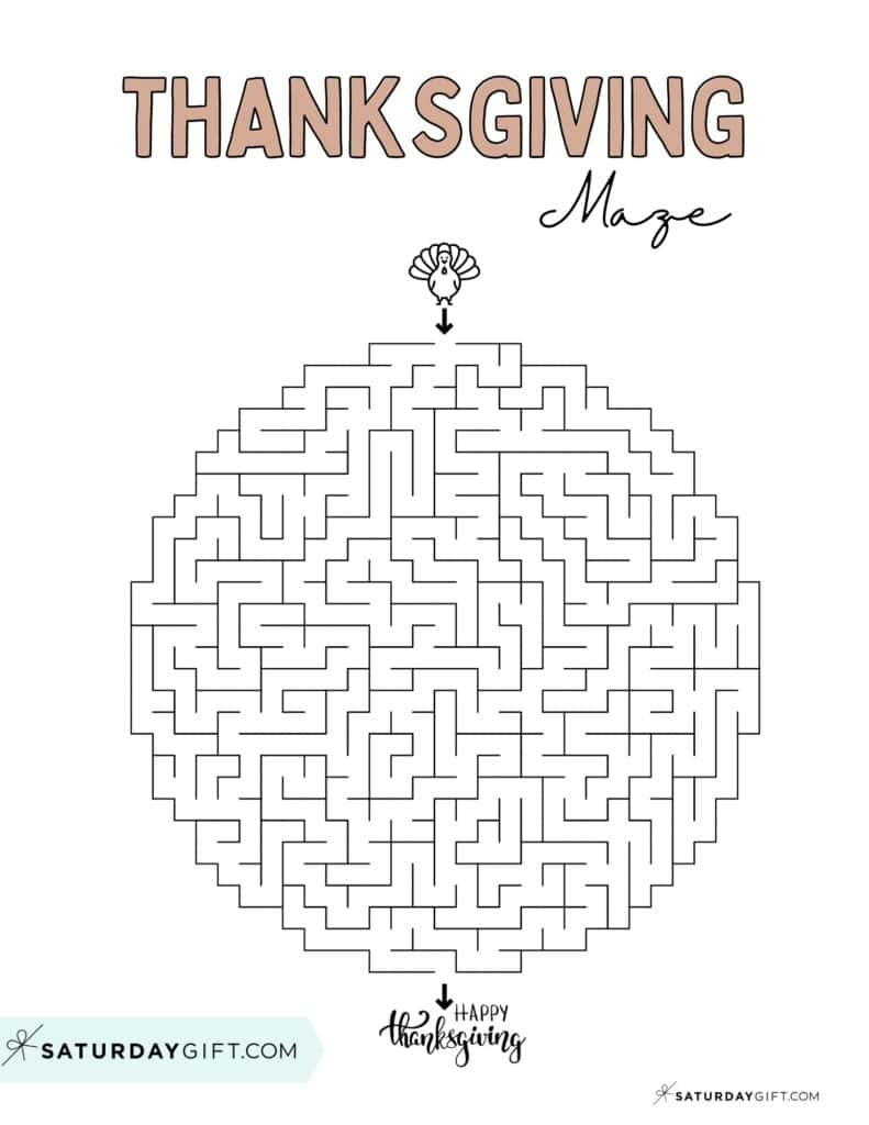 Thanksgiving Maze Printable - Cute &amp;amp; Free Templates | Saturdaygift throughout Thanksgiving Maze Puzzles