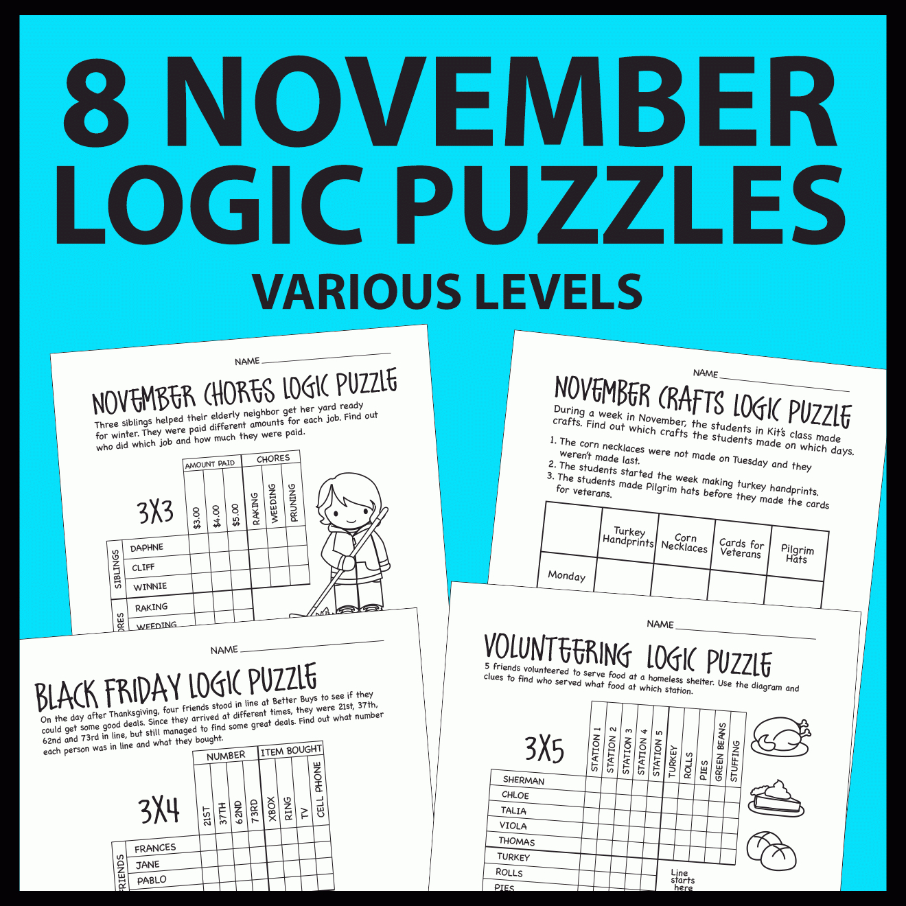 Thanksgiving / November Logic Puzzles – Primeandpi in Thanksgiving Dinner Logic Grid Puzzle Answers