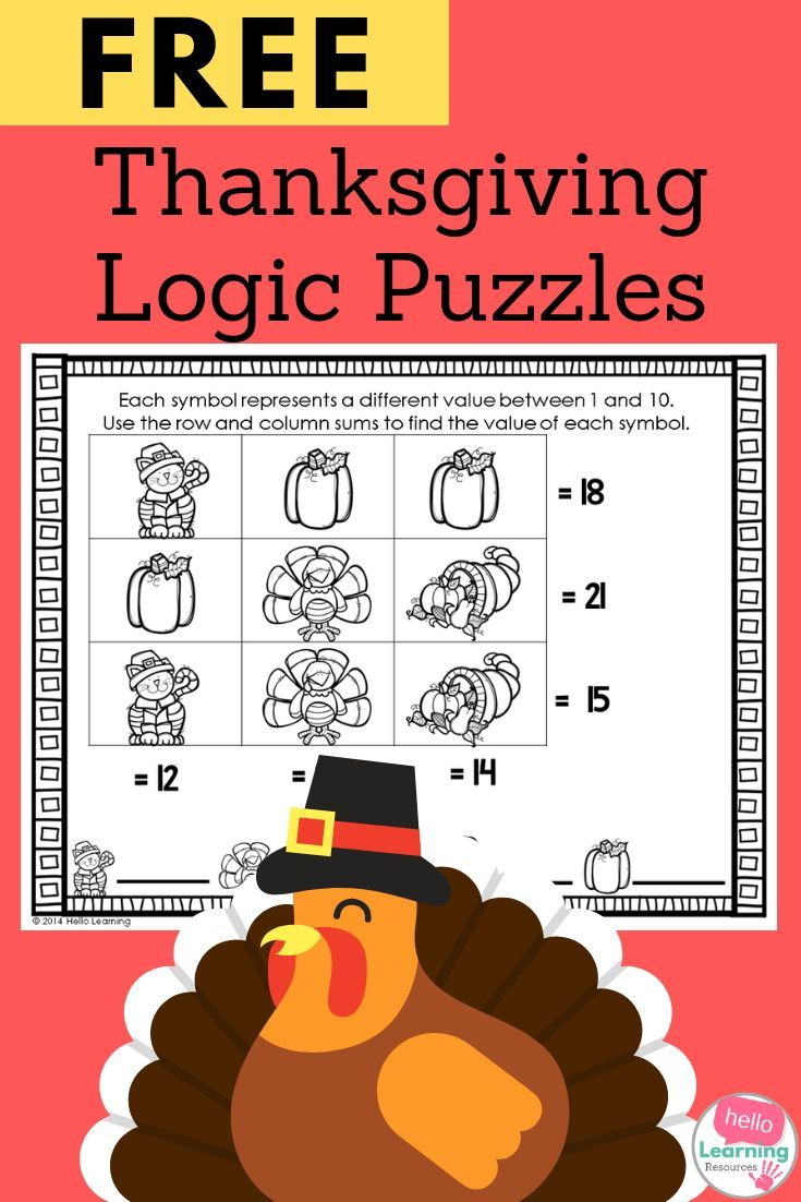 Thanksgiving Puzzle Freebie - Hello Learning regarding Thanksgiving Logic Puzzle Printable