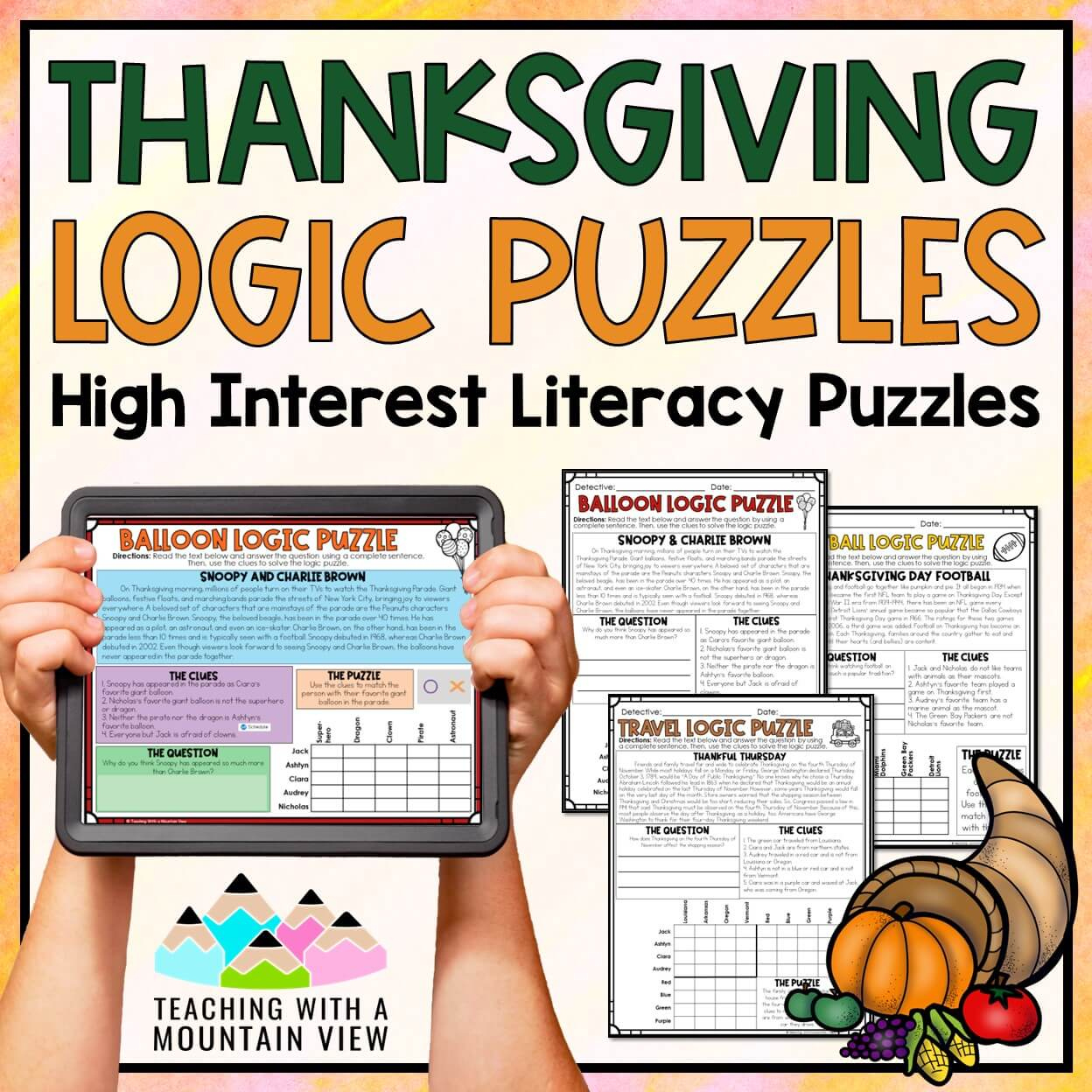 Thanksgiving Reading Logic Puzzles | Activities For Enrichment regarding Thanksgiving Logic Puzzles