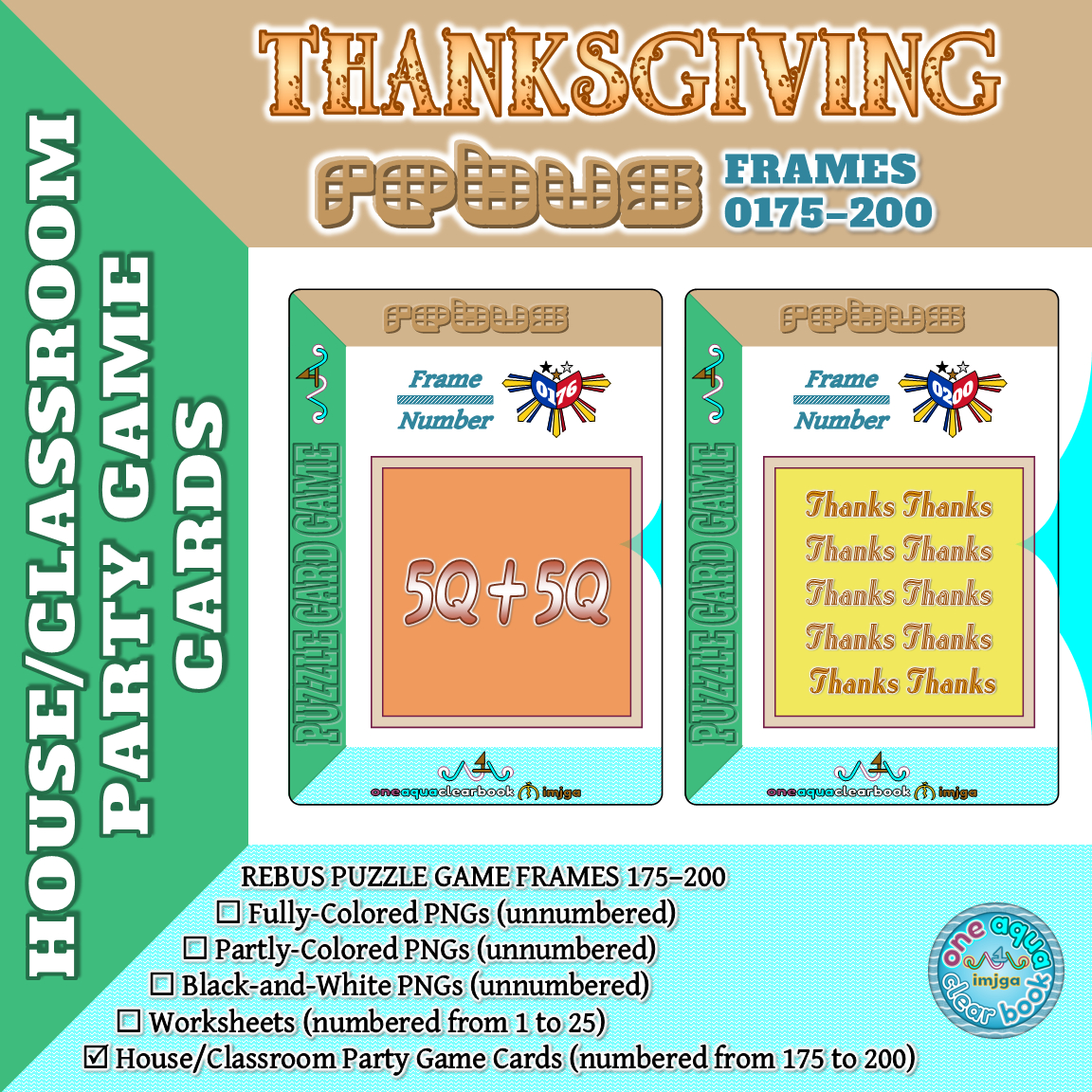 Thanksgiving Rebus Puzzle Party Game Cards 176–200 | Madeteachers for Thanksgiving Rebus Puzzles