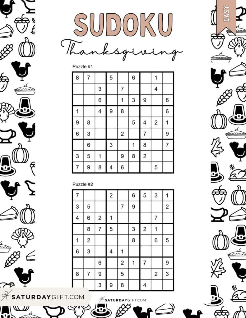 Thanksgiving Sudoku Puzzles - Cute &amp;amp; Free Printables | Saturdaygift with regard to Thanksgiving Sudoku Puzzle