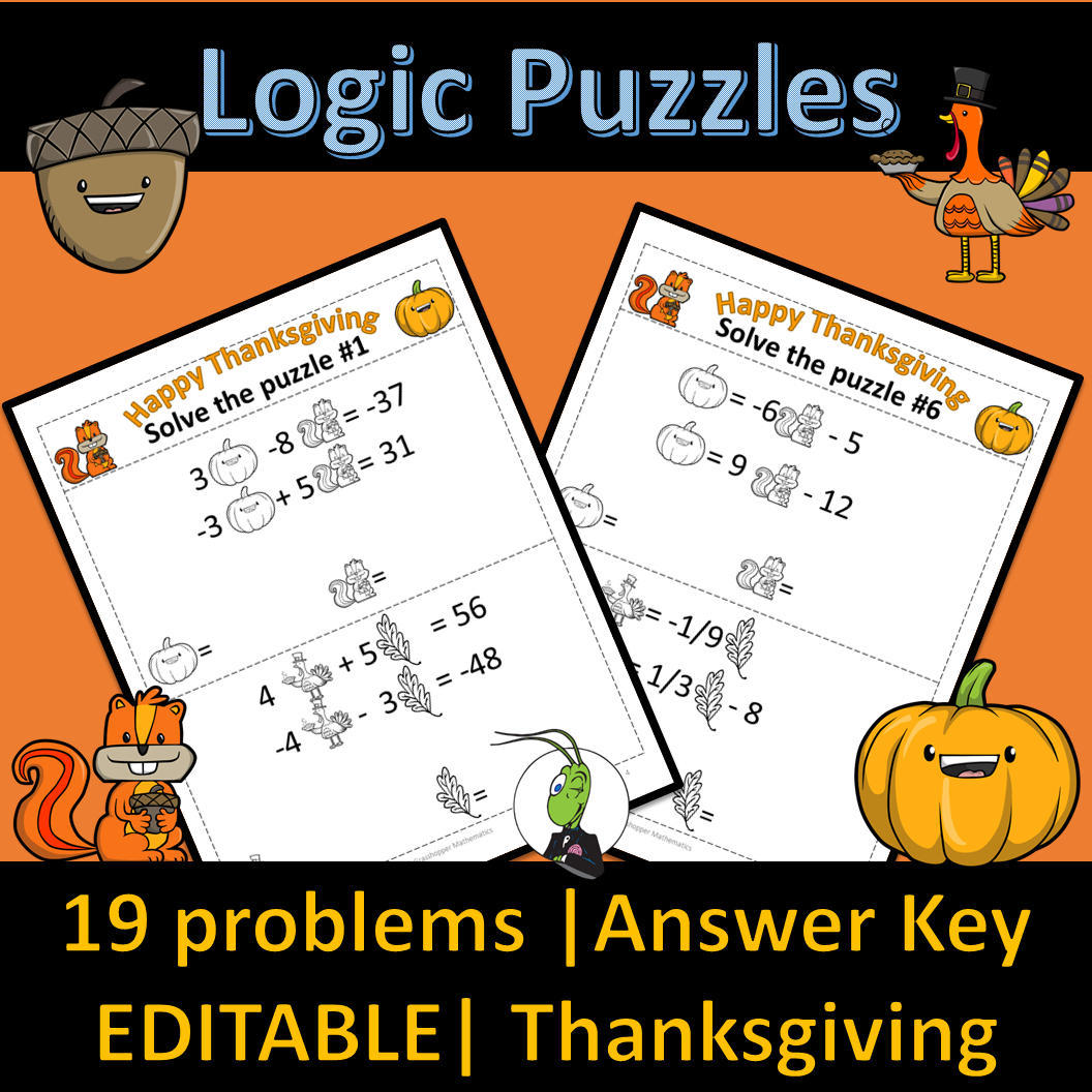 Thanksgiving Systems Of Equations | Number Sense Logic Puzzles with regard to Thanksgiving Solving Inequalities Puzzle