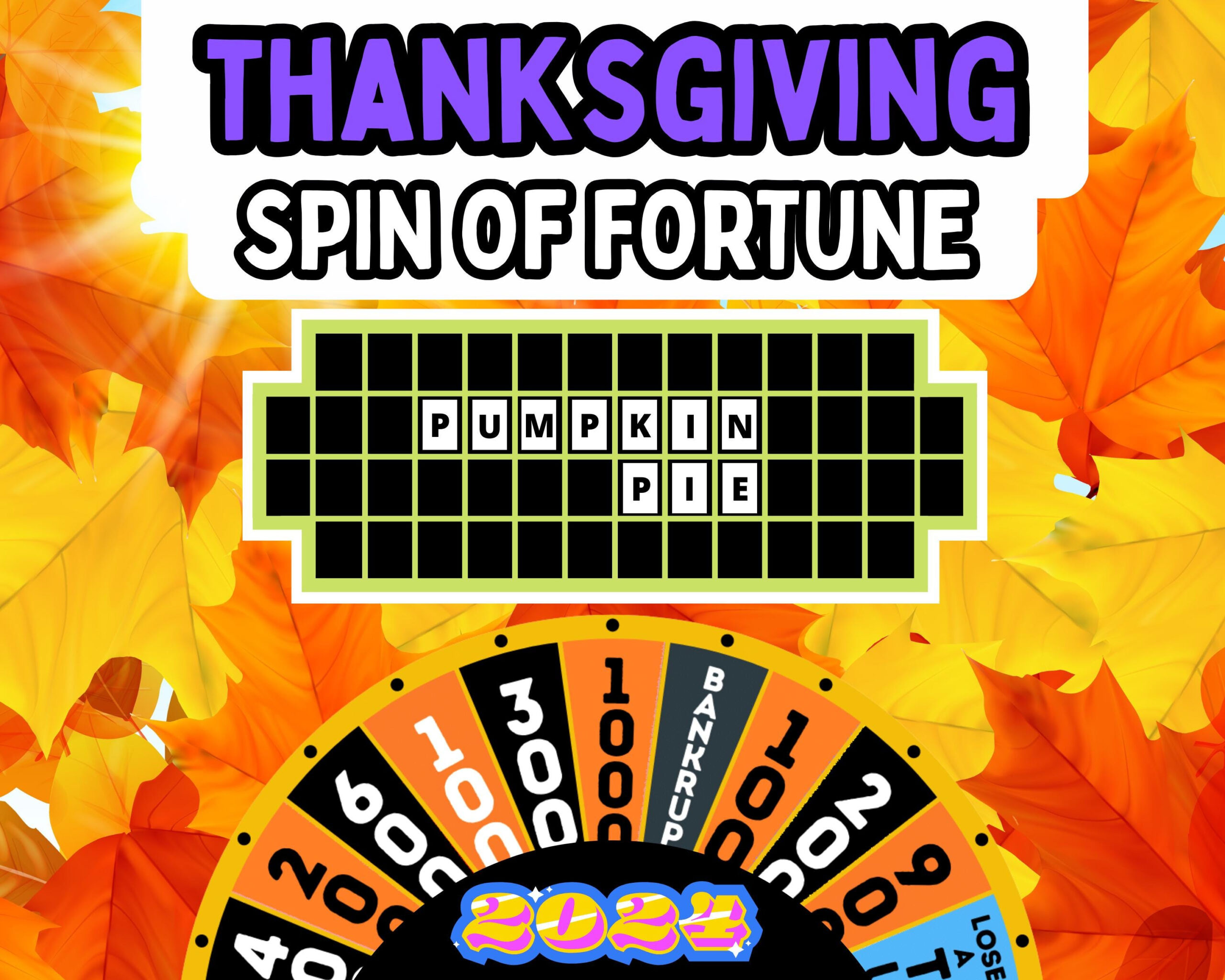 Thanksgiving Wheel Of Fortune Game: Virtual Party Fun (Digital inside Wheel of Fortune Thanksgiving Puzzles