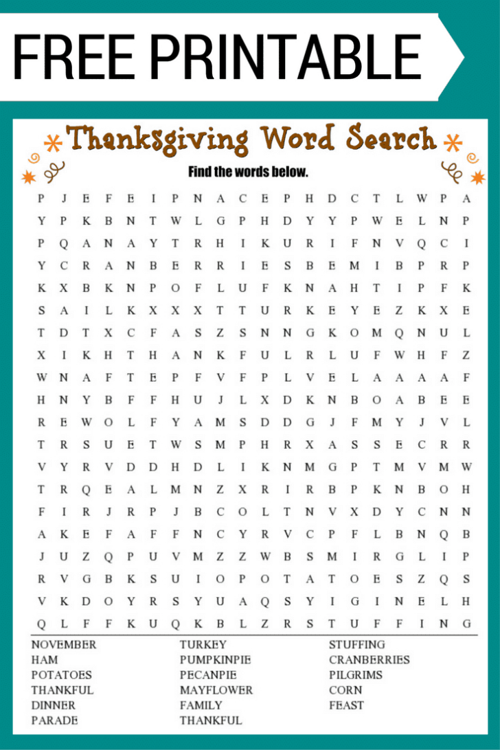 Thanksgiving Word Puzzles Adults