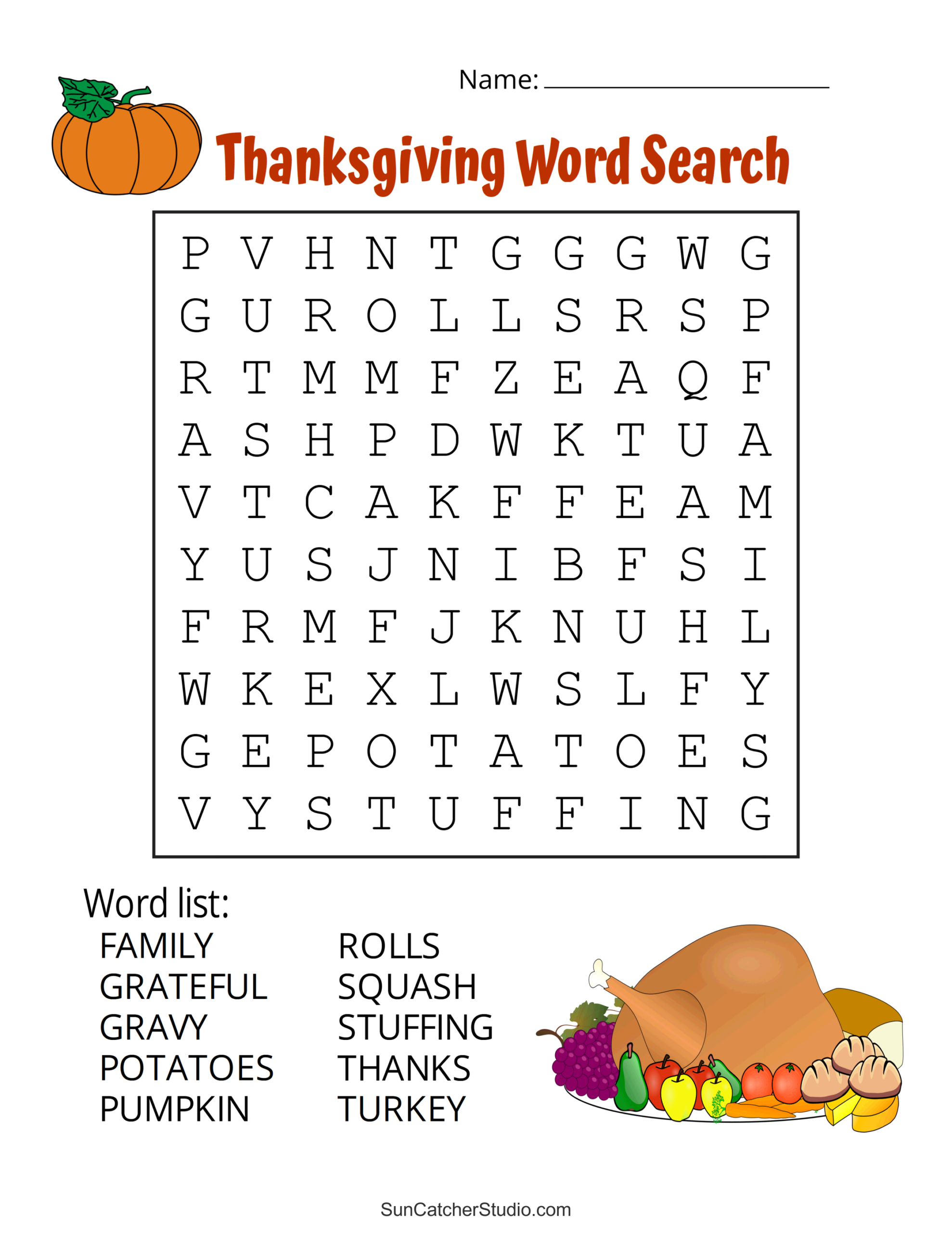 Thanksgiving Word Search (Free Printable Puzzles) – Free throughout Thanksgiving Puzzles and Games
