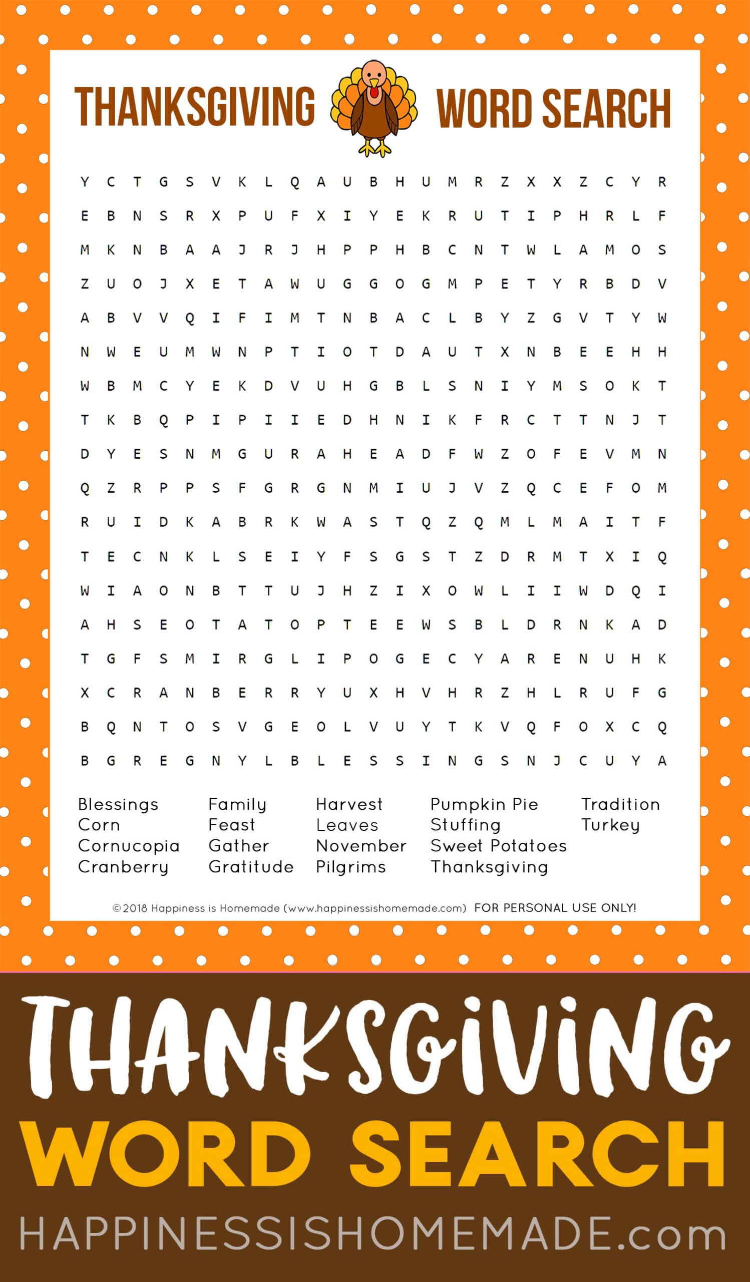 Thanksgiving Word Search Printable - Happiness Is Homemade inside Thanksgiving Word Puzzles For Adults