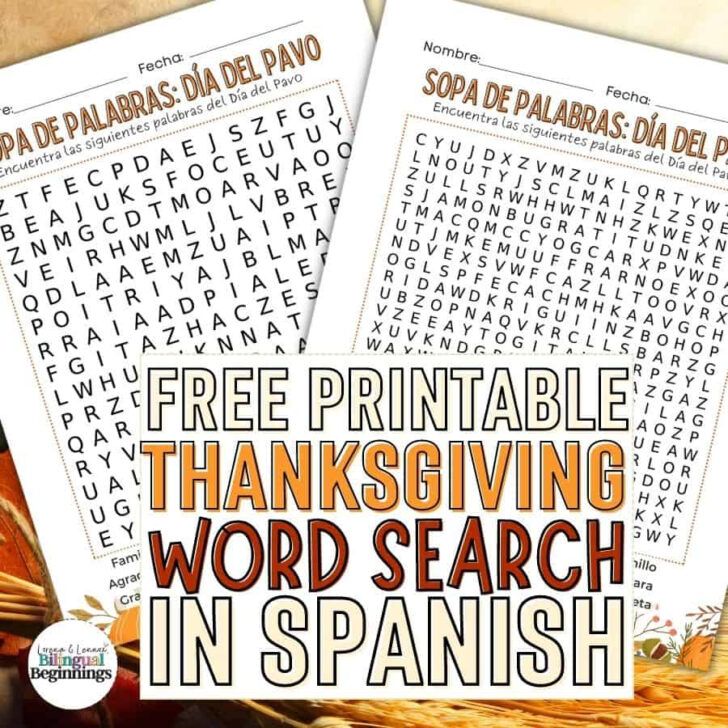 Spanish Thanksgiving Crossword Puzzle