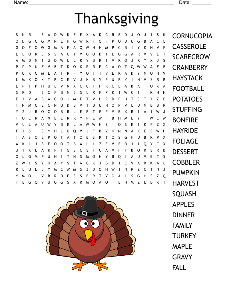 Thanksgiving Word Search - Wordmint inside Thanksgiving Day Word Search Puzzles To Print