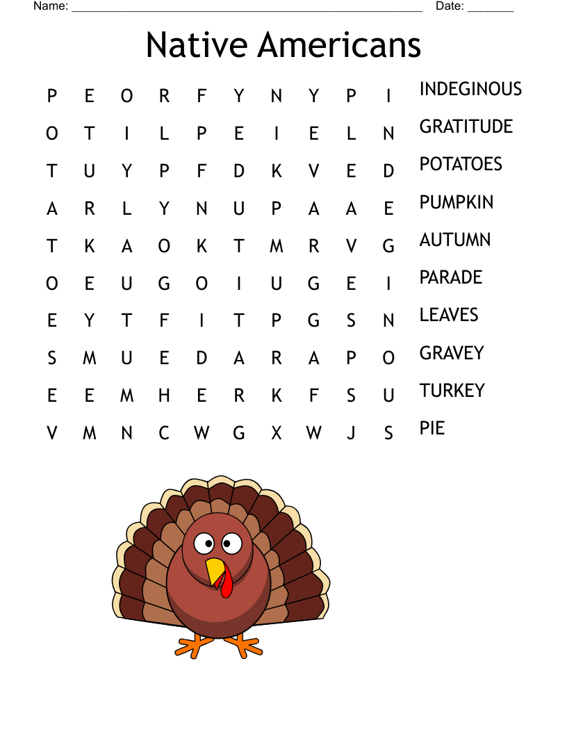 Thanksgiving Word Search - Wordmint pertaining to Word Puzzles Thanksgiving
