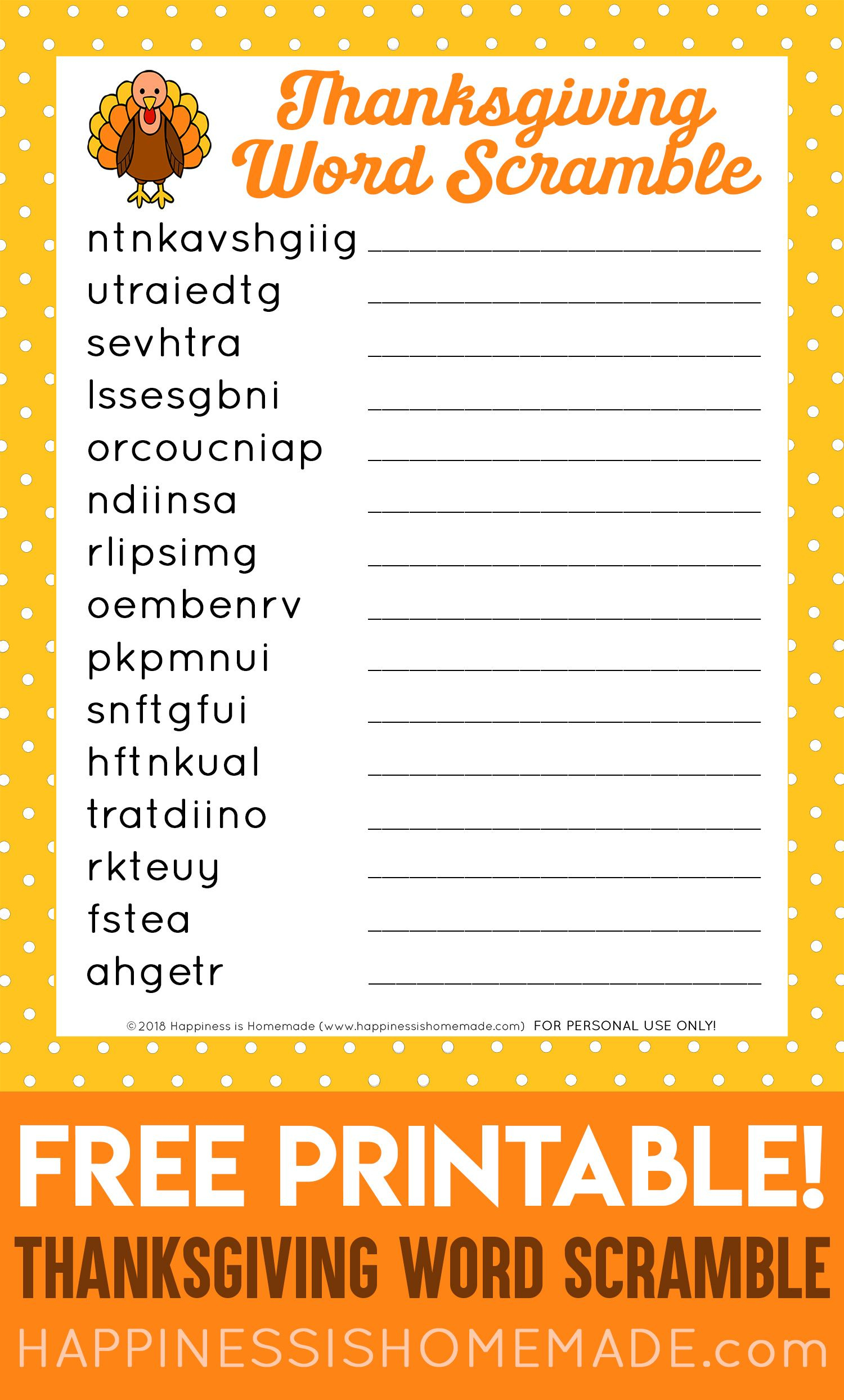 This Free Printable Thanksgiving Word Scramble Puzzle Is A Ton Of within Thanksgiving Word Scramble Puzzles to Print