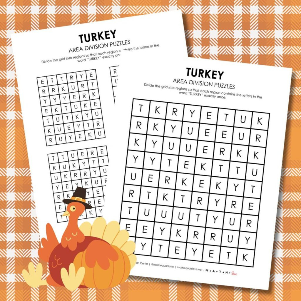 Turkey Area Division Logic Puzzles | Math = Love with regard to Thanksgiving Logic Puzzle