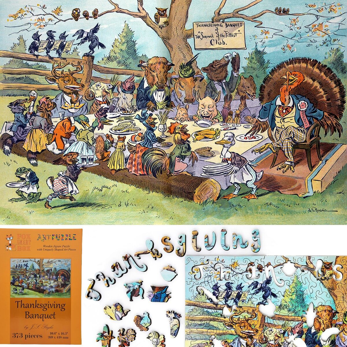 Wooden Jigsaw Puzzle For Adultsfoxsmartbox - 373 Pcs with Thanksgiving Jigsaw Puzzle