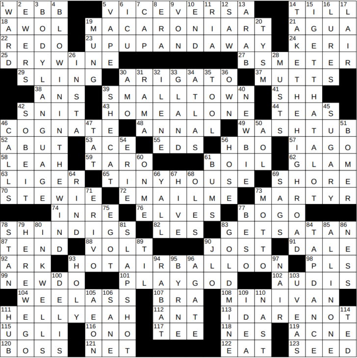 White Christmas Singer Informally Crossword