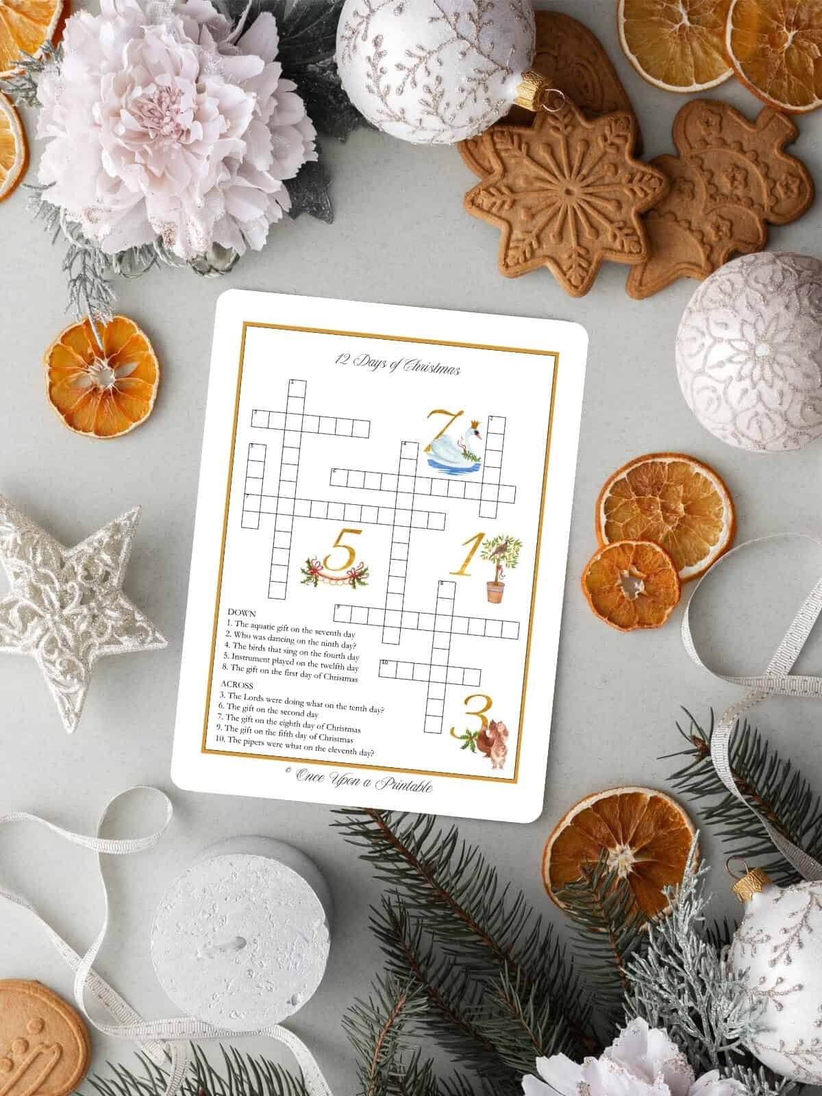 12 Days Of Christmas Crossword Puzzles (Free Printable) - Once in Gift In The Twelve Days Of Christmas Crossword