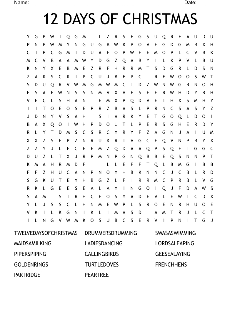 12 days of christmas word search wordmint for 12 days of christmas crossword 12 Days Of Christmas Word Search - Wordmint for 12 Days Of Christmas Crossword