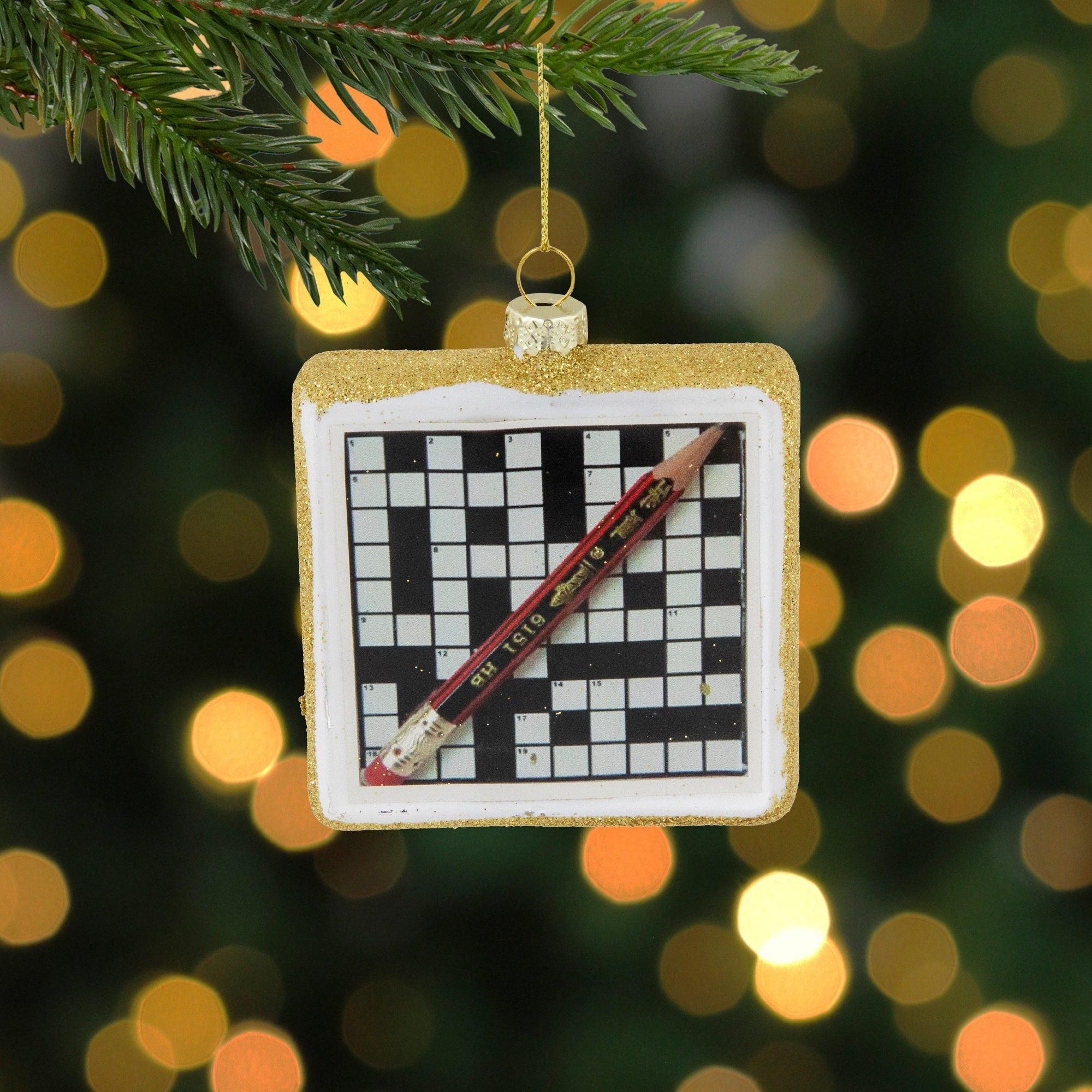 3 5 crossword puzzle with pencil glass christmas ornament bed pertaining to christmas ornament crossword clue 3.5" Crossword Puzzle With Pencil Glass Christmas Ornament - Bed pertaining to Christmas Ornament Crossword Clue