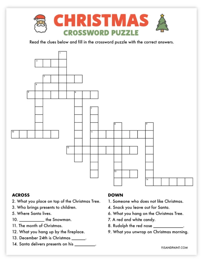 42 free printable christmas games and activities pjs and paint regarding christmas crossword puzzle education com 42 Free Printable Christmas Games And Activities - Pjs And Paint regarding Christmas Crossword Puzzle Education.com
