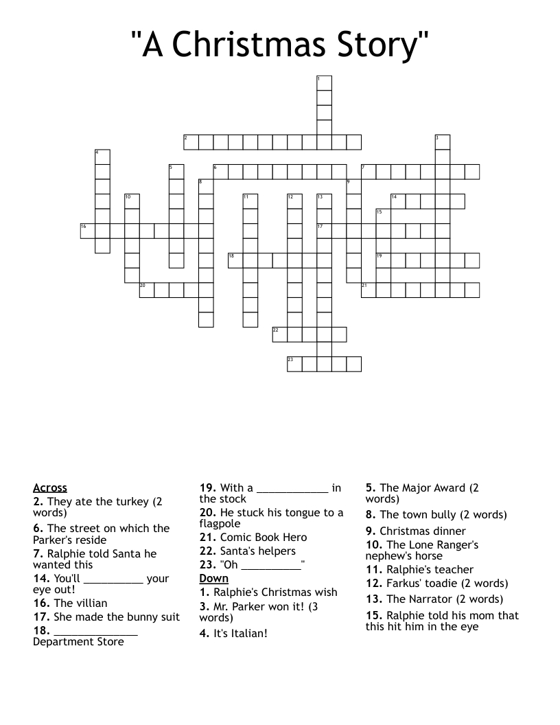 A Christmas Story&amp;quot; Crossword - Wordmint intended for Christmas Story Crossword Puzzle