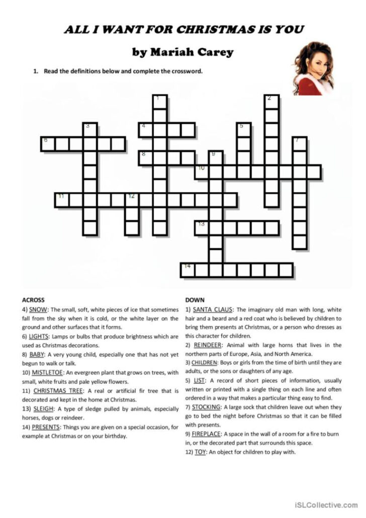 A Christmas Song Crossword