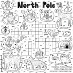 Black And White Crossword Puzzle Game For Kids About North Pole Within Christmas At The North Pole Crossword