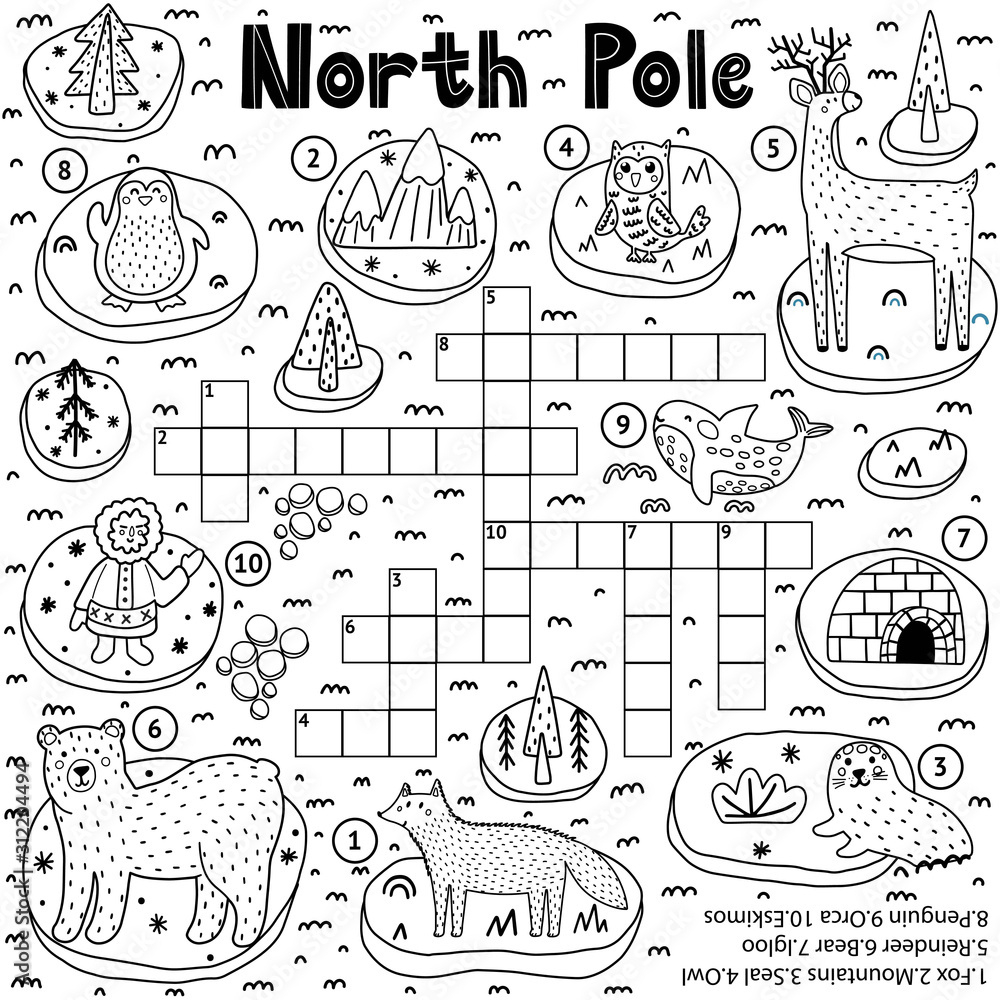 black and white crossword puzzle game for kids about north pole within christmas at the north pole crossword Black And White Crossword Puzzle Game For Kids About North Pole within Christmas at the North Pole Crossword