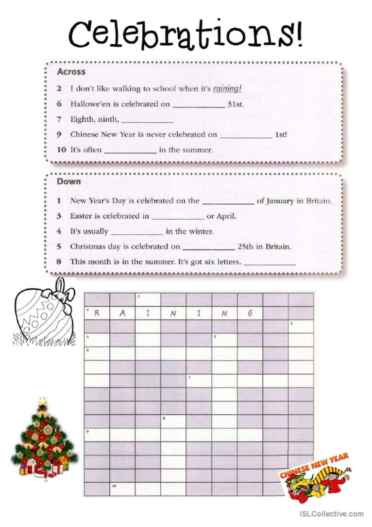 Celebrations Around The World …: English Esl Worksheets Pdf &amp;amp; Doc within Christmas Around The World Crossword Puzzle