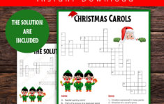 Christmas Carols Crossword Puzzle: Holiday Family Game (Digital throughout Christmas Carol Start Crossword