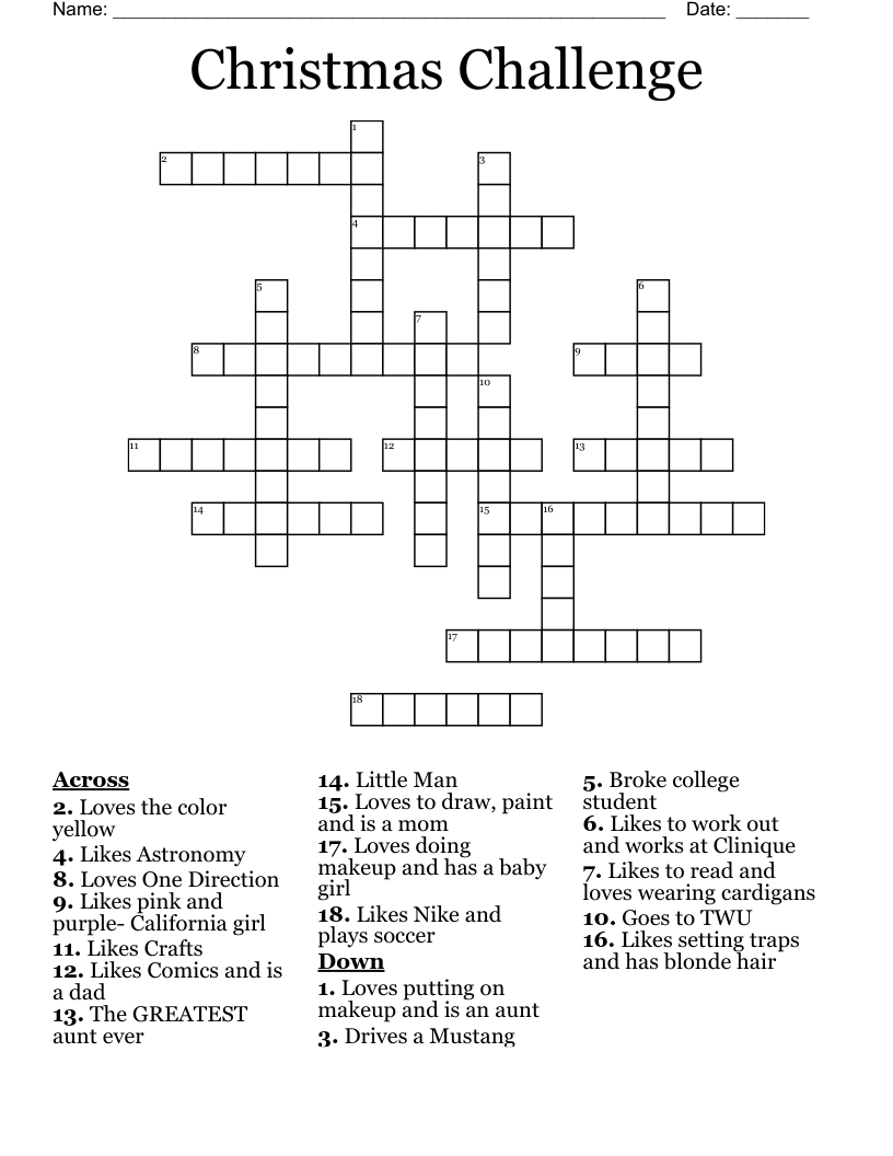christmas challenge crossword wordmint intended for christmas challenge crossword answers Christmas Challenge Crossword - Wordmint intended for Christmas Challenge Crossword Answers