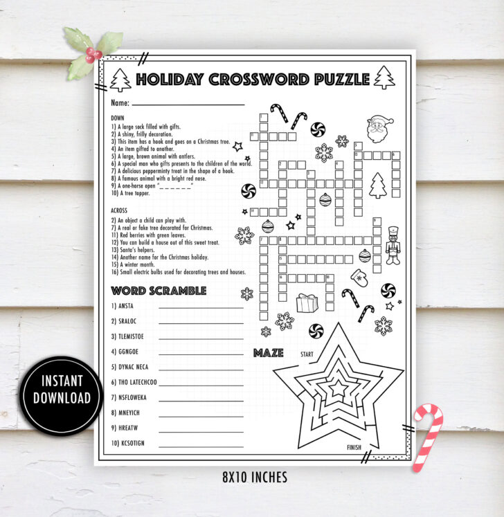 Christmas Holiday Crossword Puzzle Christmas Holiday Crossword Puzzle