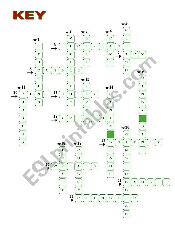 Christmas Words Crossword Answer Key Christmas Words Crossword Answer Key