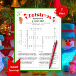 Christmas Crossword Puzzle | Christmas Activity Sheet | Holiday For Material For Christmas Tree Snow Crossword Clue