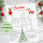 Christmas Crossword Puzzle, Christmas Family Games, Christmas Word For Christmas Eve Decoration Crossword
