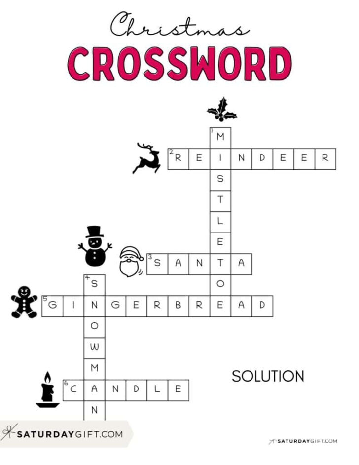 Printable Christmas Crossword Puzzle with Answers
