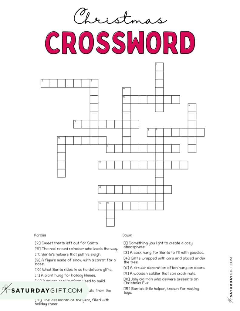 christmas crossword puzzle cute free printable saturdaygift throughout christmas cheer crossword clue Christmas Crossword Puzzle - Cute & Free Printable | Saturdaygift throughout Christmas Cheer Crossword Clue