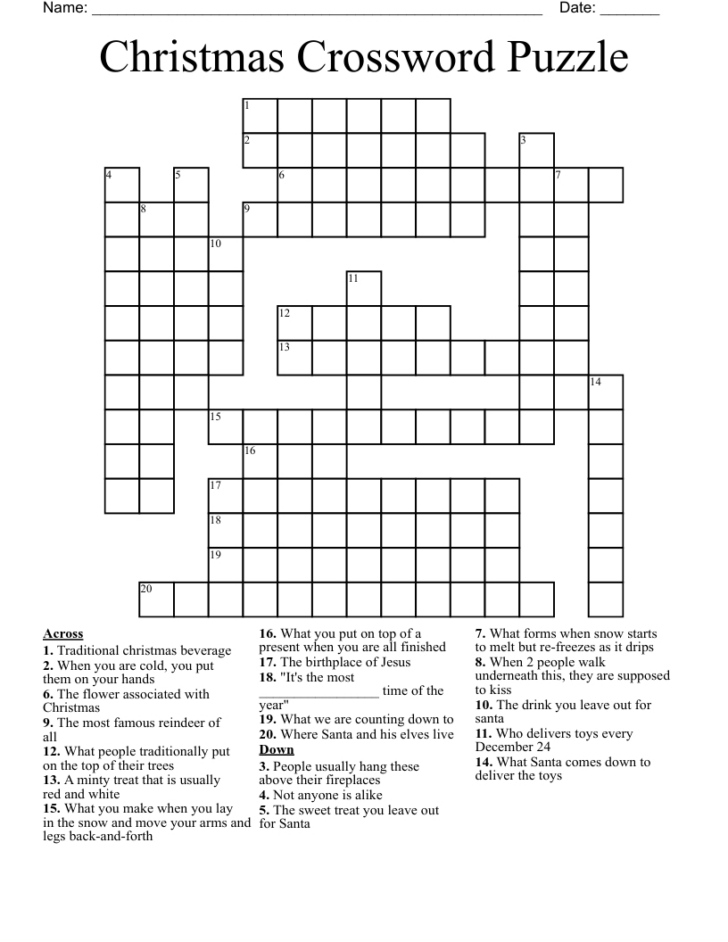 Christmas Crossword Printable Free Christmas Crossword Printable Free