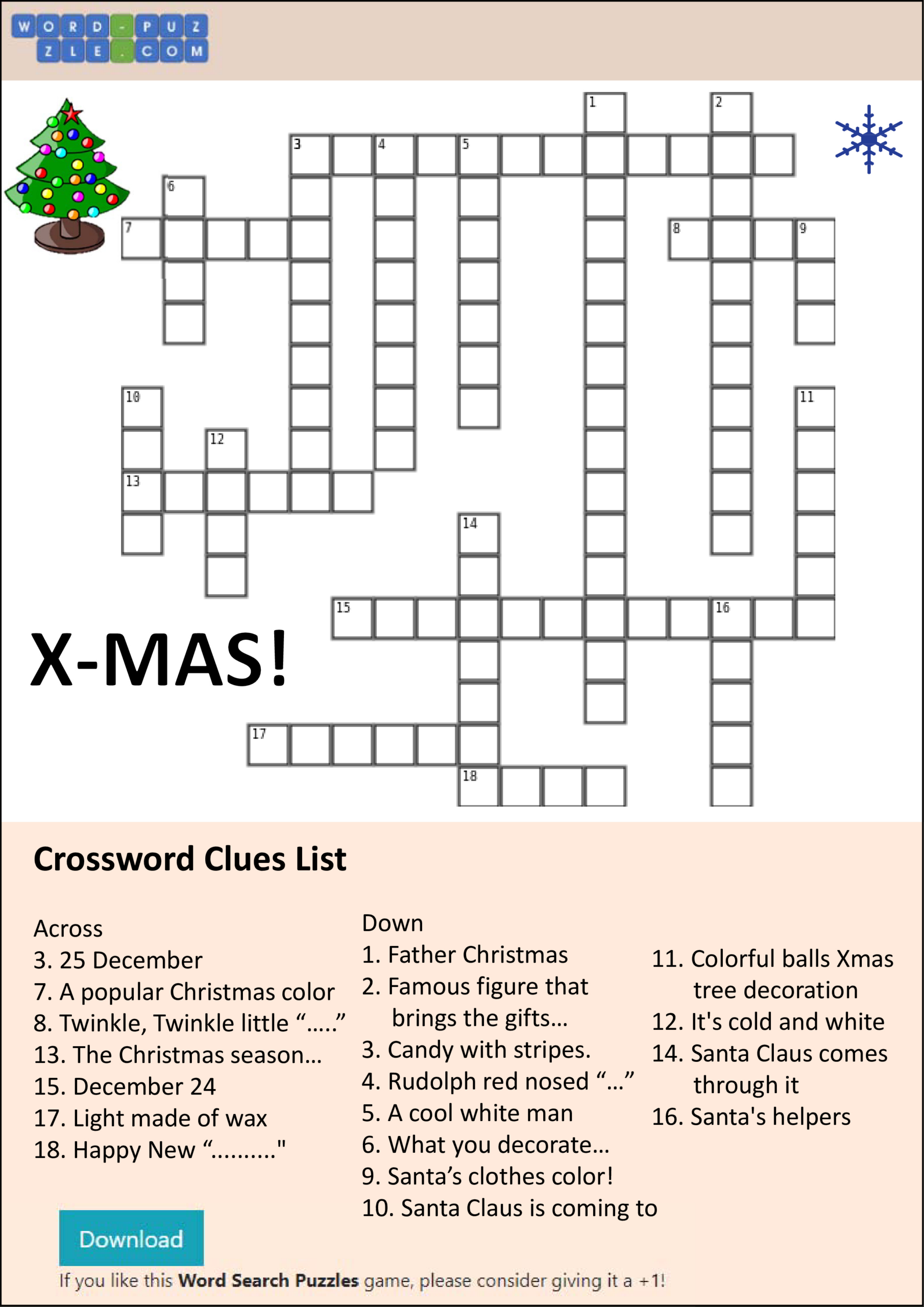 Christmas Crossword | Templates At Allbusinesstemplates intended for Christmas Entertainment Crossword Clue