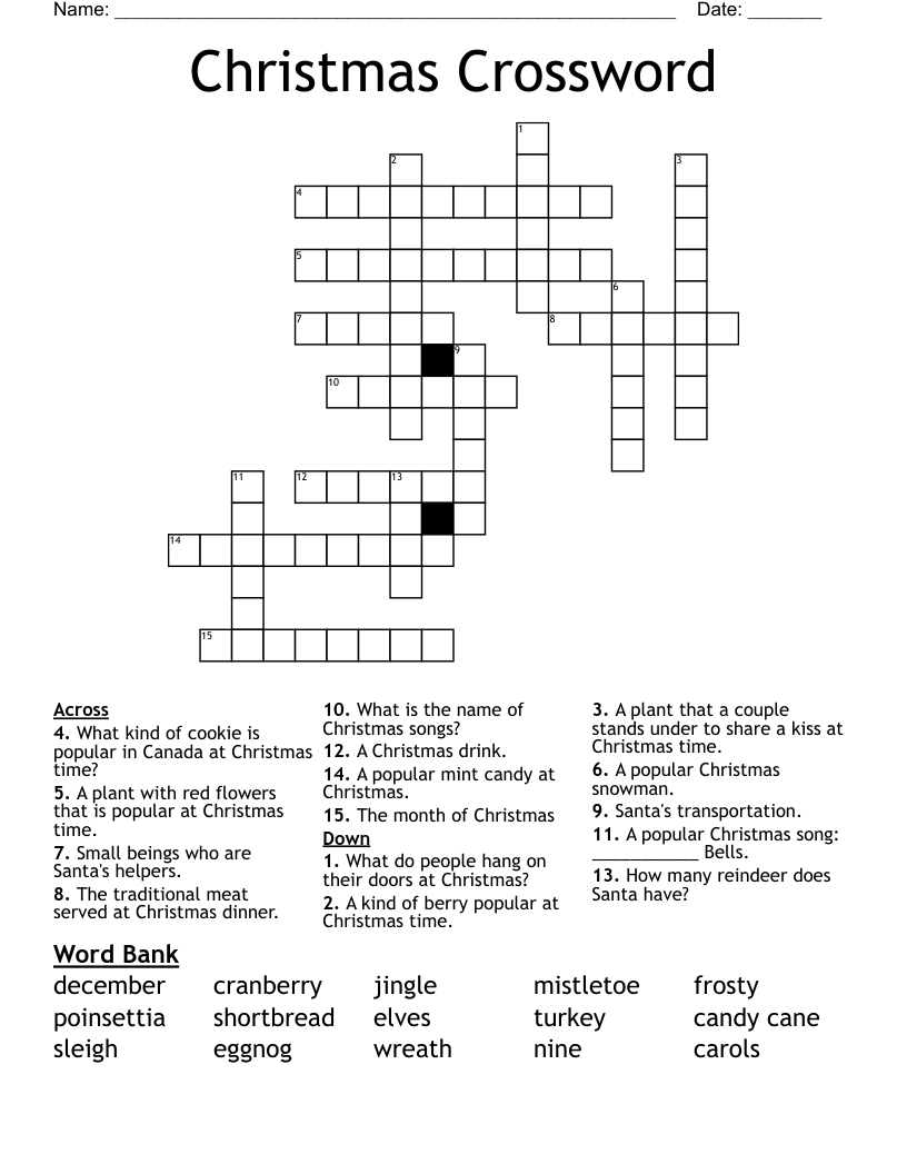 christmas crossword wordmint pertaining to plant in many christmas song crossword Christmas Crossword - Wordmint pertaining to Plant in Many Christmas Song Crossword