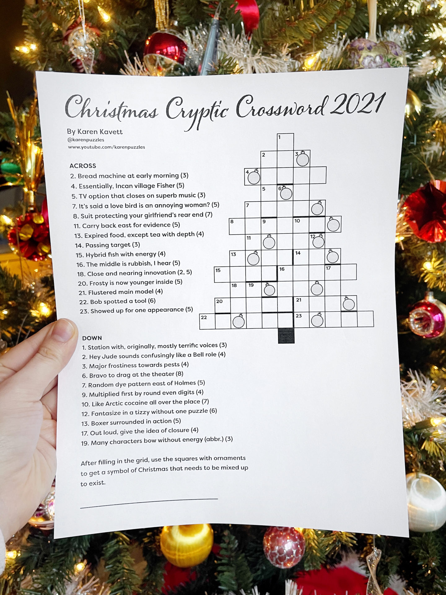 Christmas Cryptic Crossword 2021 - Karen Kavett with Some Christmas Trees Crossword